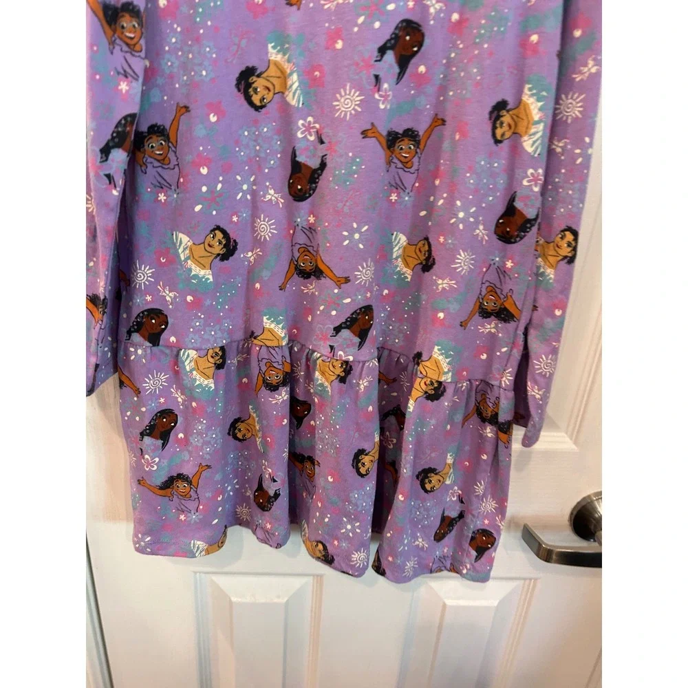 Disney Encanto Dress Purple Mirabel Isabela Luisa Long Sleeve Ruffle Hem Girls M
